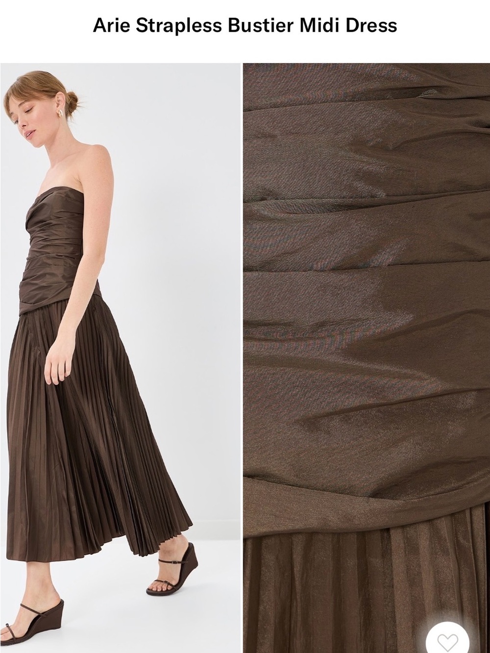 Jonathan Simkhai Strapless Midi Dress in Brown cocktail silk. Sz 0 NWT - Picture 3 of 3